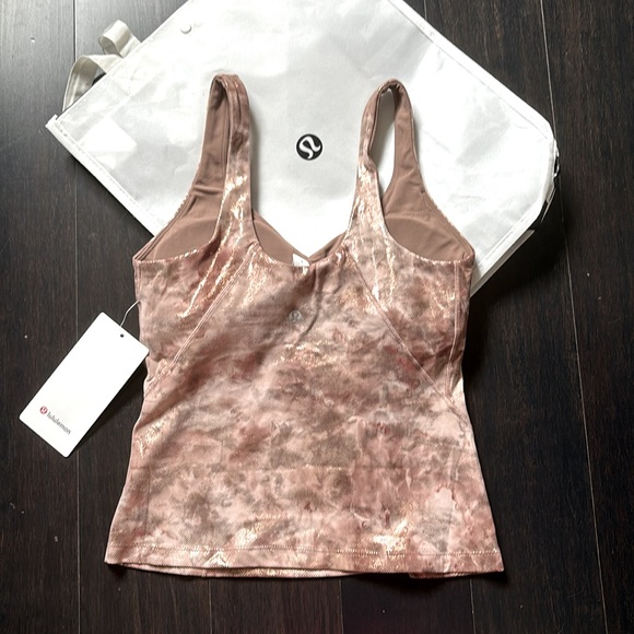 LULULEMON ALIGN WAIST-LENGTH TANK SHINE DIAMOND DYE MISTY SHELL CACOA FOIL SZ 6 - Picture 2 of 8